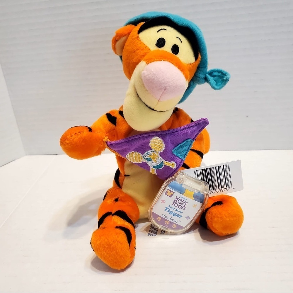 Disney Star Bean Pirate First Mate Tigger Fisher Price Mattel Soft Plush Toy 7"